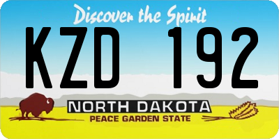 ND license plate KZD192