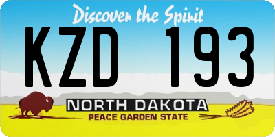 ND license plate KZD193