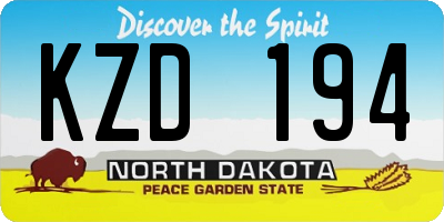 ND license plate KZD194