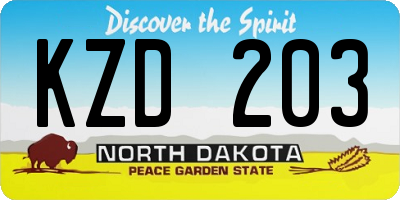 ND license plate KZD203