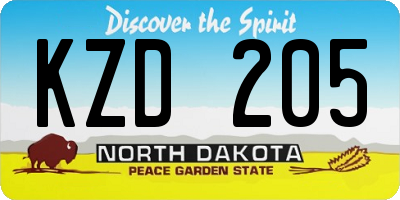 ND license plate KZD205