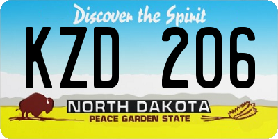 ND license plate KZD206