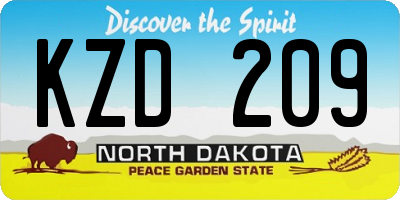 ND license plate KZD209