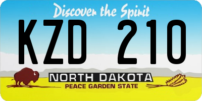 ND license plate KZD210