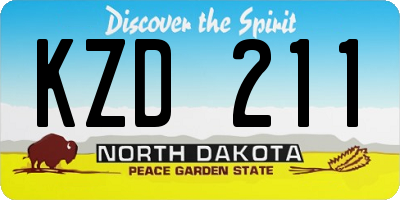ND license plate KZD211