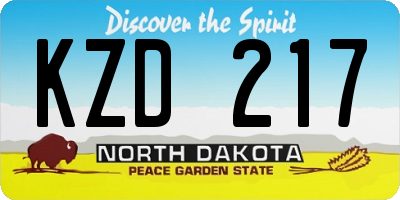 ND license plate KZD217