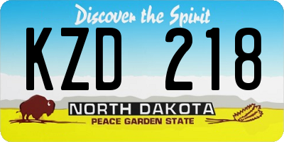 ND license plate KZD218