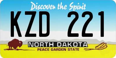 ND license plate KZD221