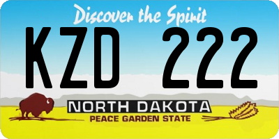 ND license plate KZD222