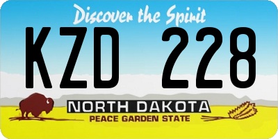 ND license plate KZD228