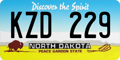 ND license plate KZD229