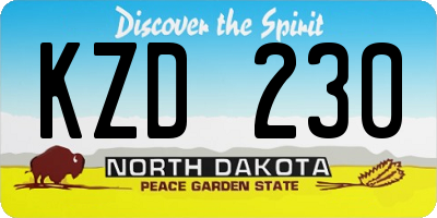 ND license plate KZD230
