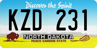 ND license plate KZD231