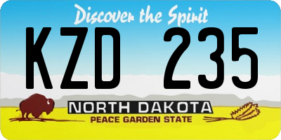 ND license plate KZD235