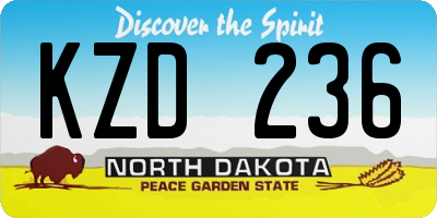 ND license plate KZD236