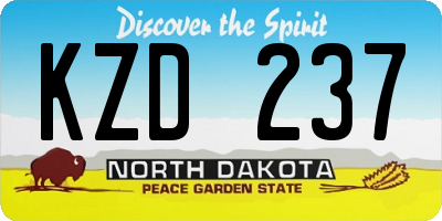ND license plate KZD237