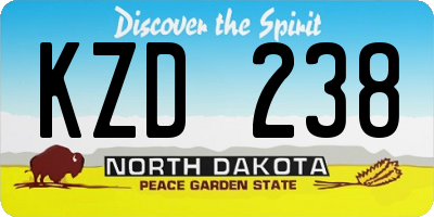 ND license plate KZD238