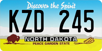 ND license plate KZD245