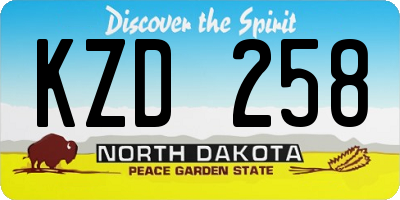 ND license plate KZD258
