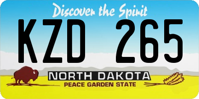 ND license plate KZD265