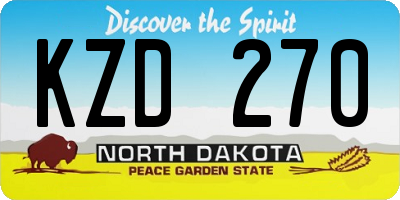 ND license plate KZD270