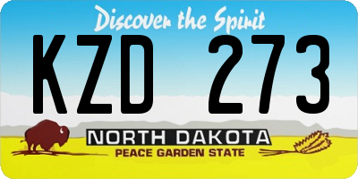 ND license plate KZD273