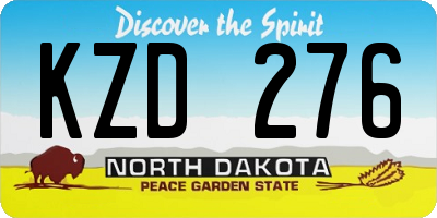 ND license plate KZD276