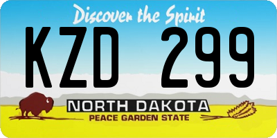 ND license plate KZD299
