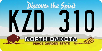 ND license plate KZD310
