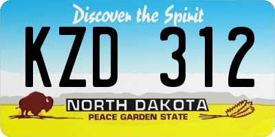 ND license plate KZD312