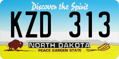 ND license plate KZD313
