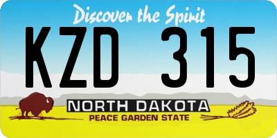 ND license plate KZD315