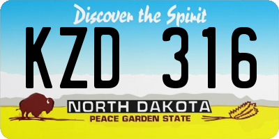 ND license plate KZD316