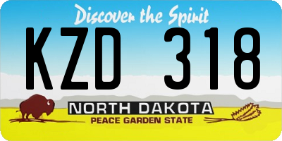 ND license plate KZD318