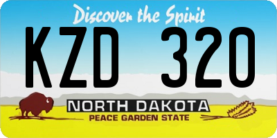 ND license plate KZD320