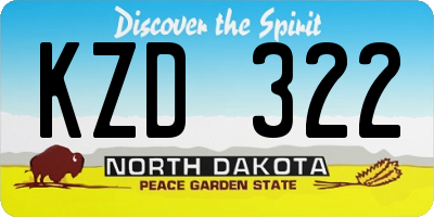 ND license plate KZD322