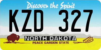 ND license plate KZD327