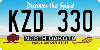 ND license plate KZD330