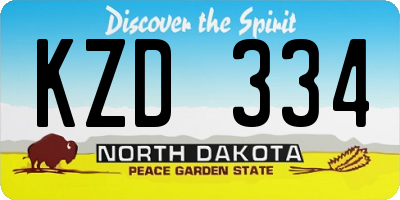 ND license plate KZD334