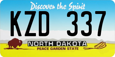 ND license plate KZD337