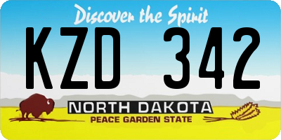 ND license plate KZD342