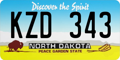 ND license plate KZD343