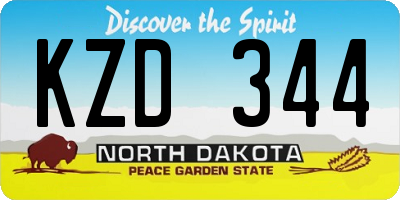 ND license plate KZD344