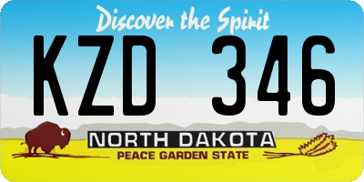 ND license plate KZD346