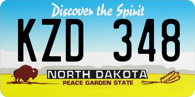 ND license plate KZD348