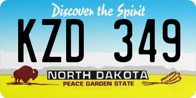 ND license plate KZD349