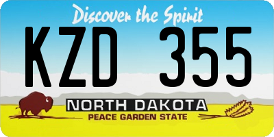 ND license plate KZD355