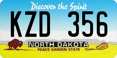 ND license plate KZD356