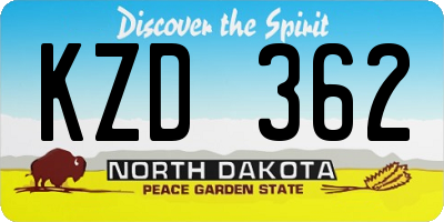 ND license plate KZD362