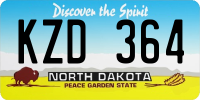 ND license plate KZD364